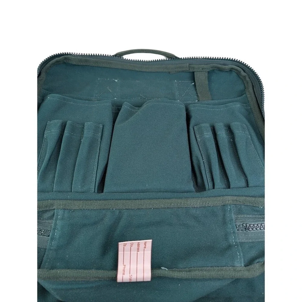 Vintage Lands End Square Rigger Canvas Attaché Briefcase Bag Green Made in USA